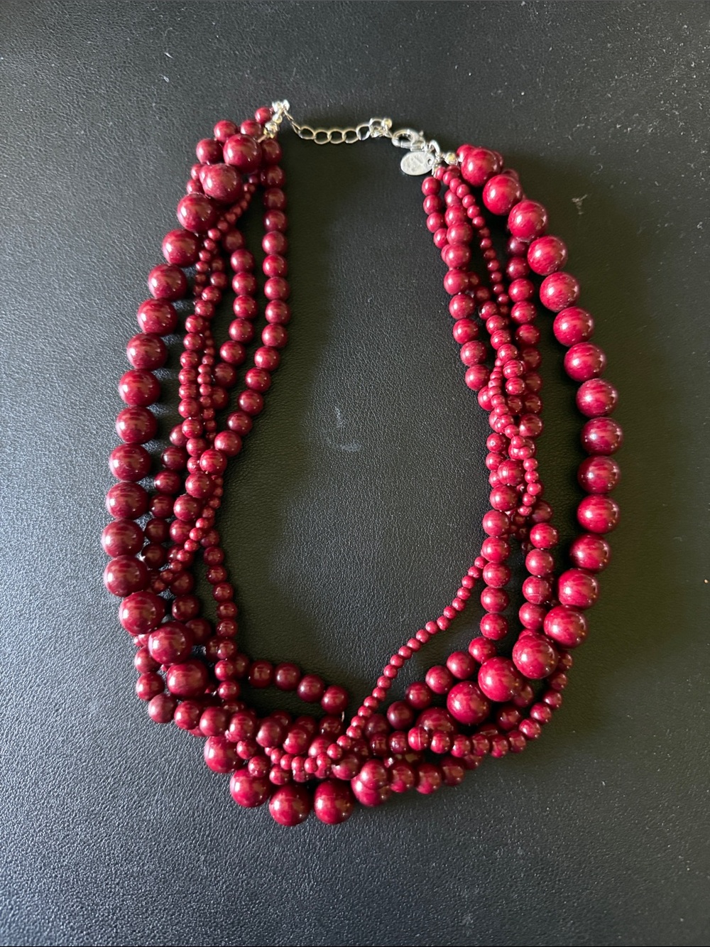 Charming Charlie Multi-Strand Wine Red Beaded Necklace